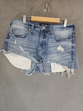 Pacsun Womens 30 Micro Jean Shorts Blue Destressed Fyre Hem Mini Grunge